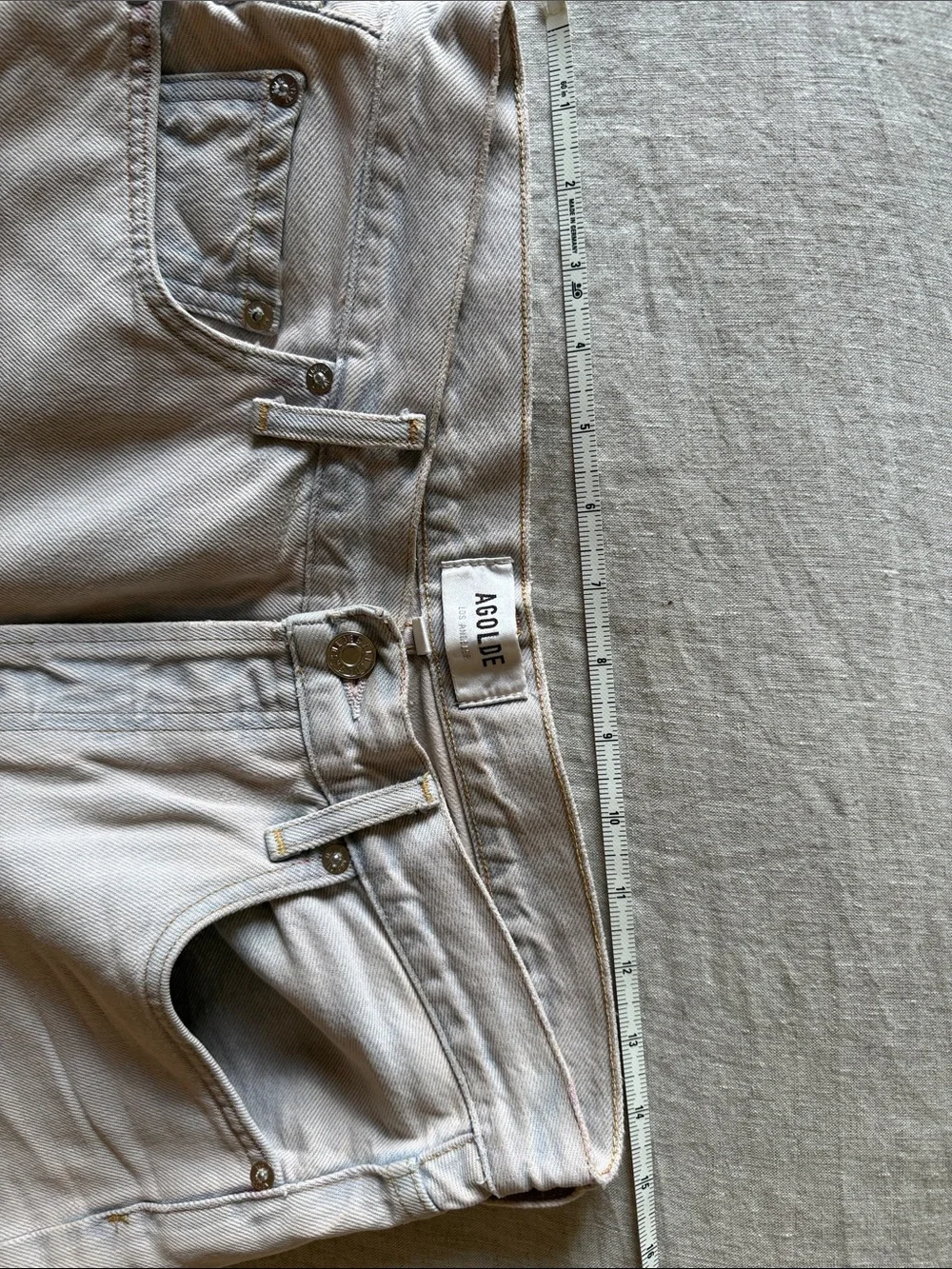 Women's Agolde High-Rise Wide-Leg Jeans in Light Beige
